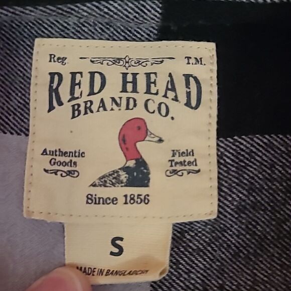 RedHead Black Red Flannel Shirt Button Down Mens Sz S Shacket Cotton - Picture 2 of 9